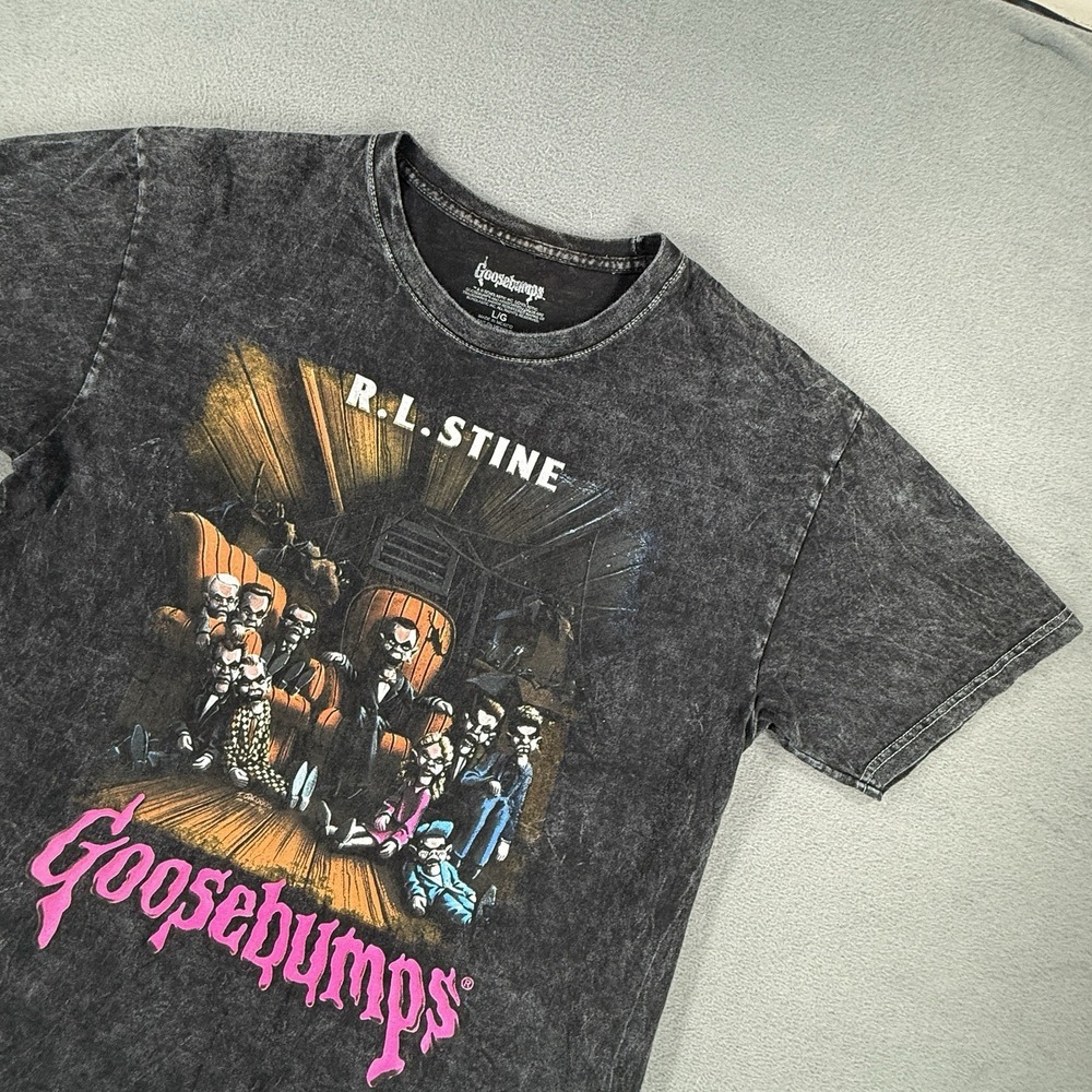 Goosebumps R.L. Stine Graphic T-Shirt Mens Large Gray Horror Halloween Tee